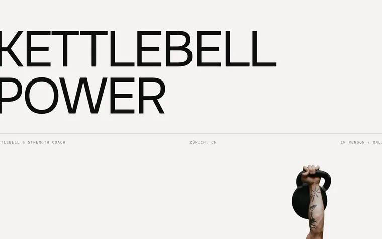 Redaktionelle Personal-Trainer-Website in Schwarzweiss